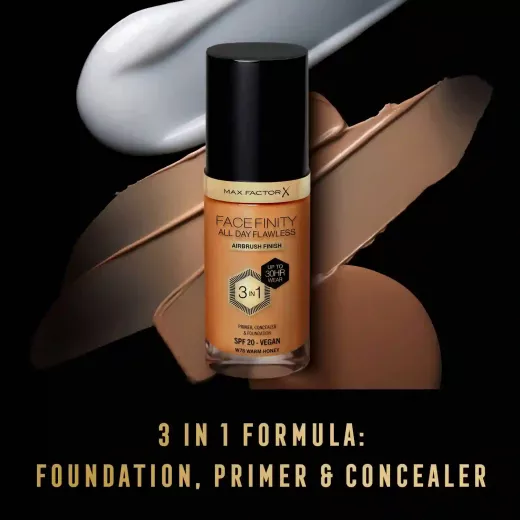 Max Factor Facefinity All Day Flawless 3 in1 Foundation 30ml 78 Warm Honey