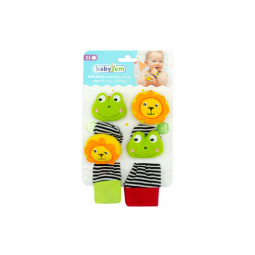 Babyjem Wrist & Foot Rattle, Frog & Lion