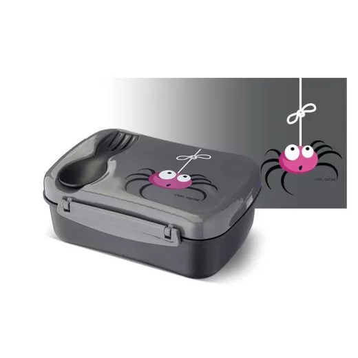 Carl Oscar N'ice Box - Lunch box with cooling element for children - gray - spider - 17 x 12.5 x 6.3 cm