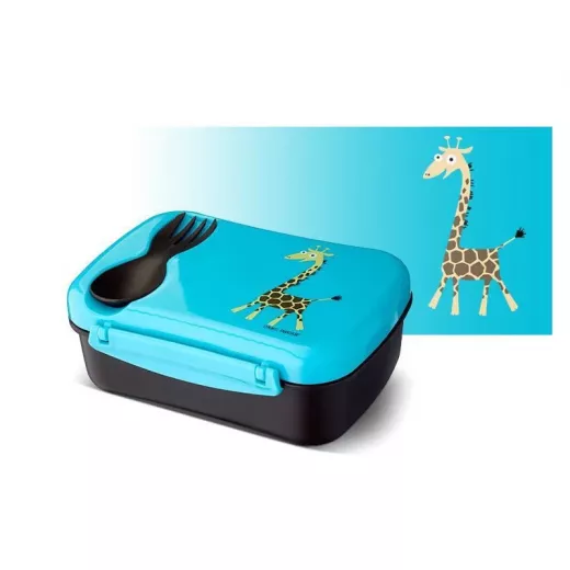 Carl Oscar N'ice Box - Lunch box with cooling element for children - Turquoise-Giraffe - 17 x 12.5 x 6.3 cm