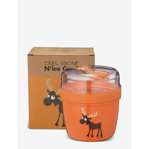 Carl Oscar N'ice Cup™ Snack container with cooling element - 0.5 L - Including Cutlery -Orange