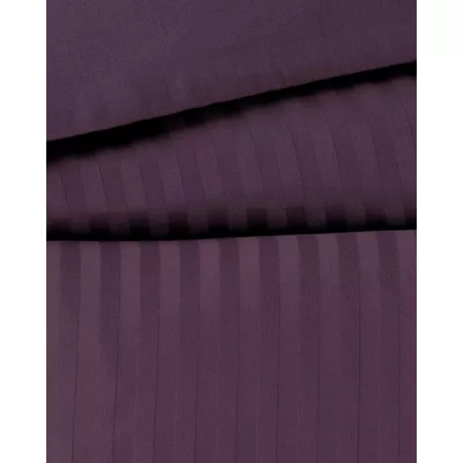 Madame Coco Elicia Super King Size Striped Satin Duvet Cover Set - Plum