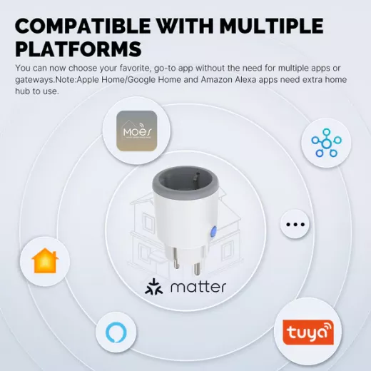 Moes Smart Plug Matter WiFi Socket Timer Outlet Power Monitor