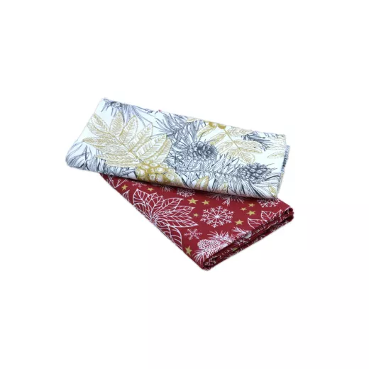 Dreams A set of large red and cream two-piece napkins