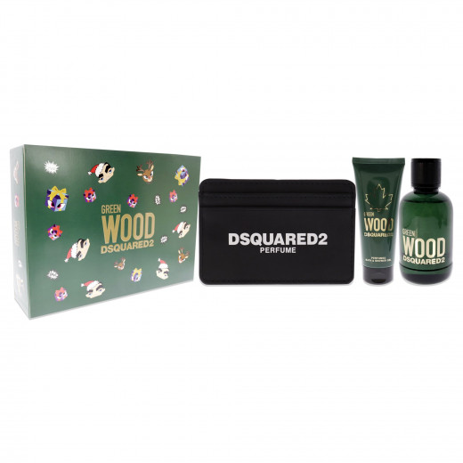 DSQ Green Wood Set (Edt 100ML+Shower Gel 100ML+Card Holder)