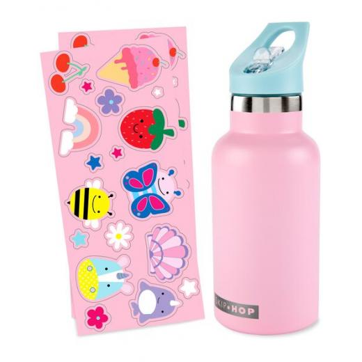 Skip Hop Stainless Steel Canteen Bottle With Stickers - Pink