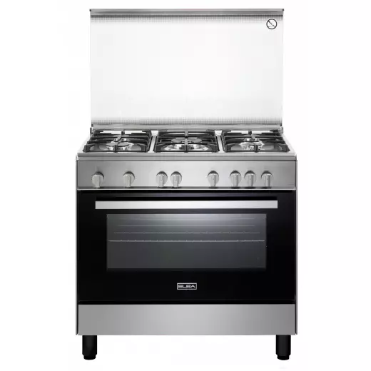 Elba Gas Cooker 90 cm Stainless Steel Cast iron pan supports 5 gas burners Full Safety