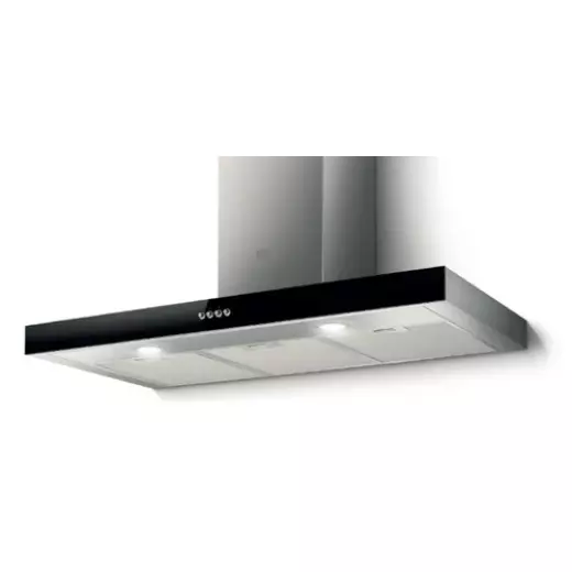 Elba Wall Cooker Hood 90 cm Black Glass And Airflow Max Speed 800 M³/H Stainless Steel Motor: Power800 M³/H