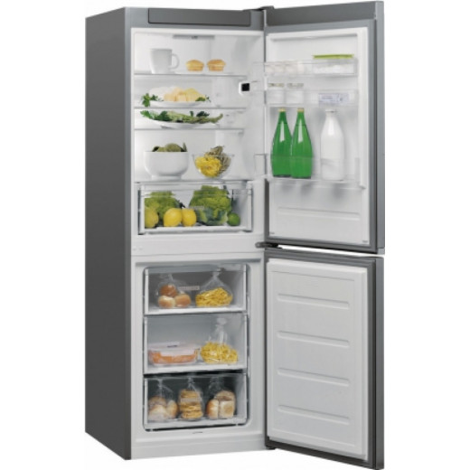 Whirlpool Bottom Mount Fridge-Freezer 60cm A+ 310Lit Inox 6Sense