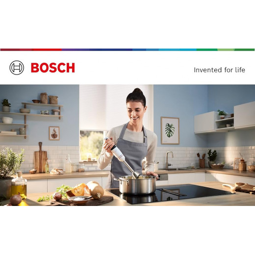 Bosch Electroménager - MSM4W421 ErgoMaster Series 4, Hand Blender, 800 W Motor, Speed ​​Control, QuattroBlade Mixing System, Includes Accessories - White