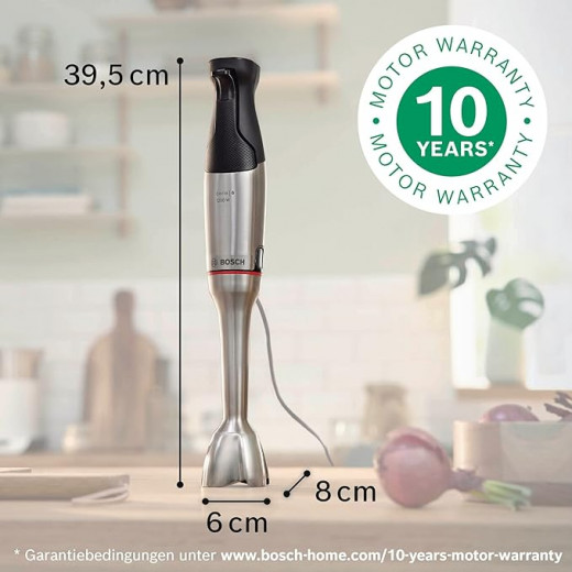 Bosch ErgoMaster Series 6 MSM6M8X1 Hand Blender, Stainless Steel Blades, Wear-free Ceramic Coupling, Air Cooling, Chopper, Cube Cutter, Whisk, 1200 W