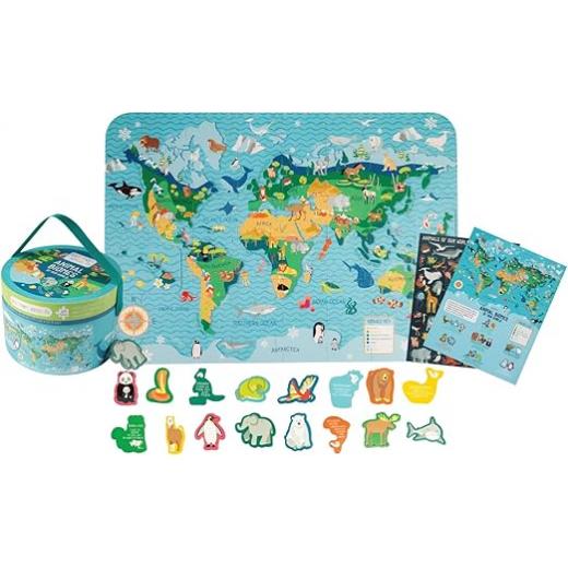 Stephen Joseph, World Map Puzzle Animal Biomes with 3D Animal Pieces – Includes 16 Play Pieces with Fun Facts and Stands, Includes 8.5 x 11 Poster, Jigsaw Puzzle for Girls & Boys 3+ Years