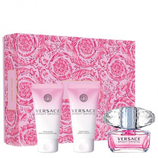 Versace Bright Crystal EDT 50Ml + Body Lotion 50Ml + Bath & Shower Gel 50Ml Gift Set For Women