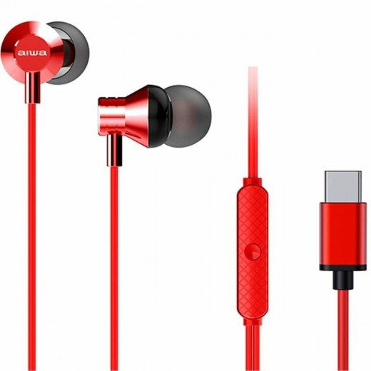 Aiwa In-Ear Headphones with Microphone USB Type-C Red