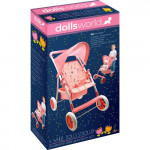 Dolls World | Deluxe Four Wheel Deluxe Folding Stroller With Canopy | Basket And Foot Rest