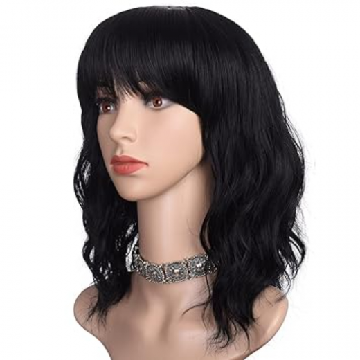 K Costumes | Short Wavy Black Hair Wig