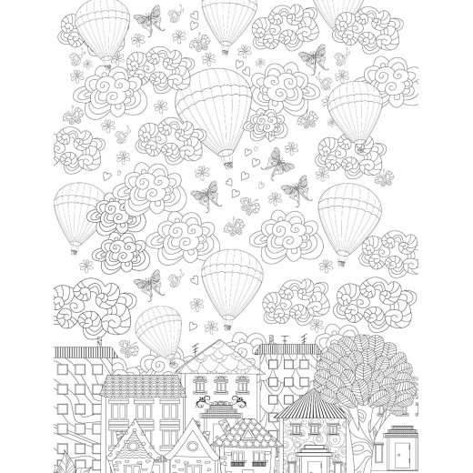 Dreamland cityscape coloring book for adults