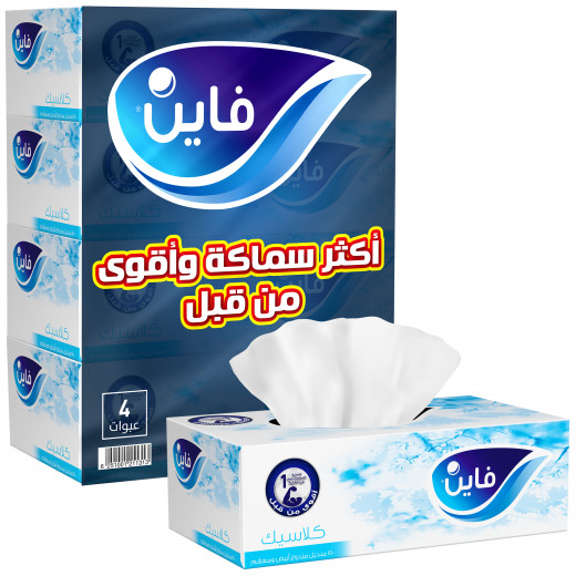 Fine Classic Facial Tissue, 150 Sheet, 4 Pieces