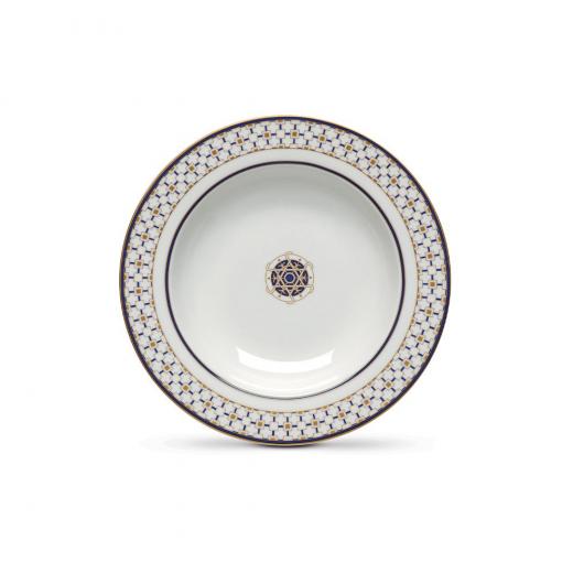 Easy Life Charles 21.5cm Soup Plate - Blue & Gold Toned