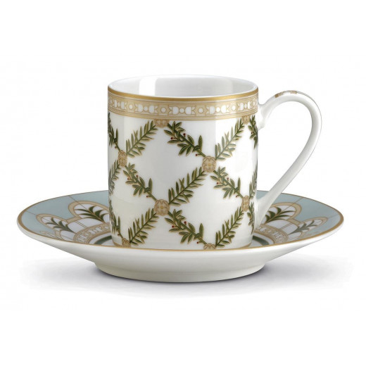 Easy Life Rosita 80ml 4-Piece Cups & Saucers Set in Box - Gold & Green