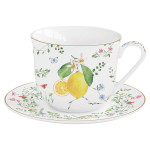 Easy Life Fleurs et Citrons 370ml Teacup & Saucer Set - Multicolored