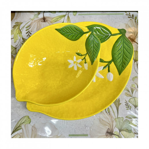 Easy Life Fleurs et Citrons Serving Platter - Yellow 30x22cm