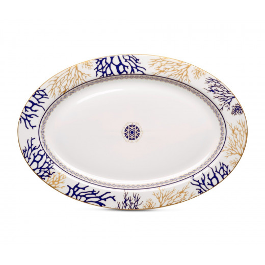 Easy Life Corallo 36x24.5cm Serving Platter - Blue & Gold