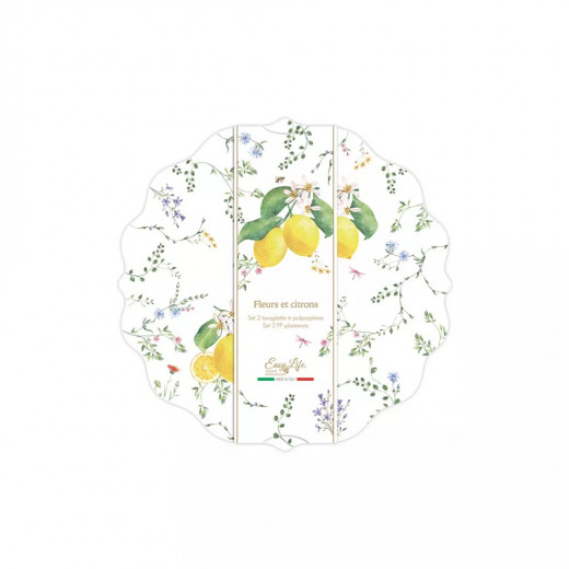 Easy Life Fleurs et Citrons 2-Piece 34.5cm Placemat Set - Multicolored