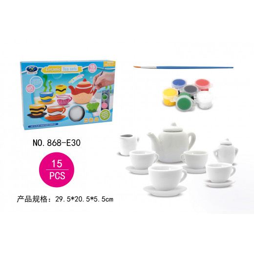 Play tea set drawing ceramic DIY