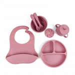 Ozey Silicone Baby Feeding Set Dark Pink