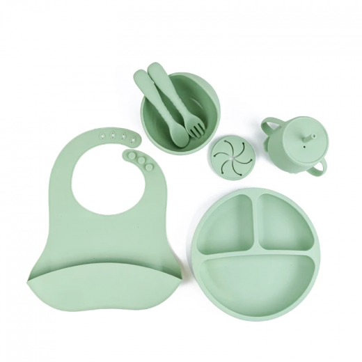 Ozey Silicone Baby Feeding Set Dark Light Green