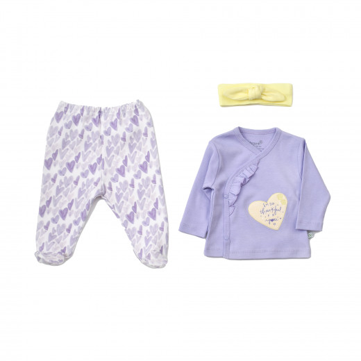 BiOrganic Love You Baby 3 Pieces Set Purple (0-3 Months)