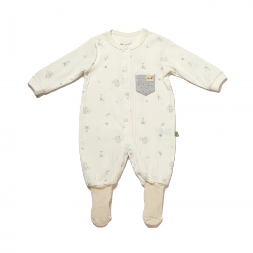 BiOrganic Koala Jungle Romper With Feet Grey (3-6 Months)