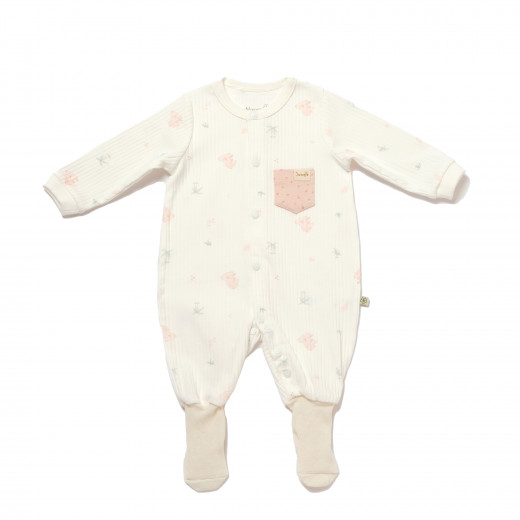 BiOrganic Koala Jungle Romper With Feet Pink (9-12 Months)