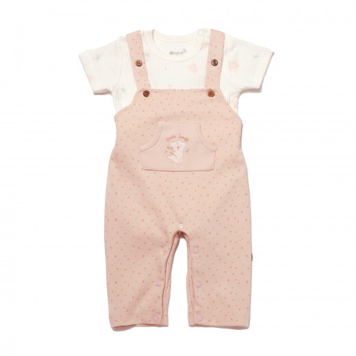 BiOrganic Koala Jungle Slopet Overall Pink (9-12 Months)