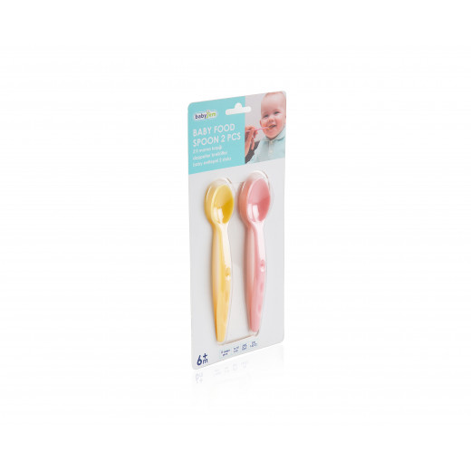 Babyjem Baby Food Spoon 2 Pcs/Pink-Yellow