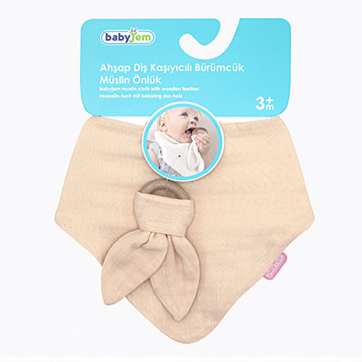 Babyjem Muslin Bib With Teether Salmon