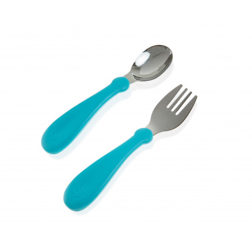 Babyjem Steel Spoon And Fork Blue