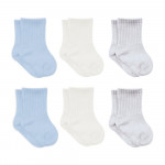 Bistyle Basic 6-Pairs Combed Flat Quarter Socks (24-36 m) (Blue, Grey, Beige)