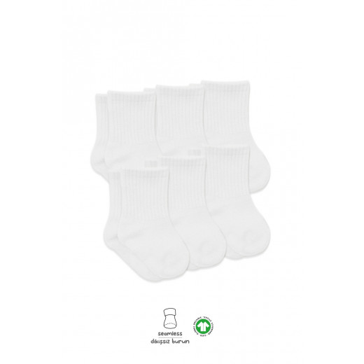 Bistyle 6-Pairs Combed Flat Quarter Socks (12-24 m) White