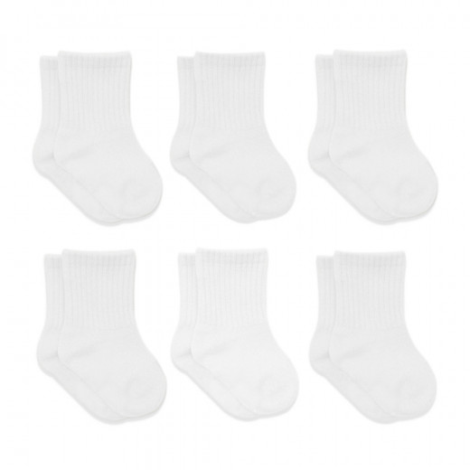 Bistyle 6-Pairs Combed Flat Quarter Socks (24-36 m) White