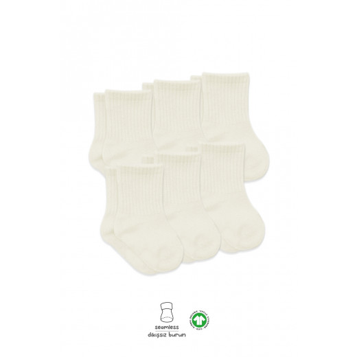 Bistyle 6-Pairs Combed Flat Quarter Socks (12-24 m) Beige