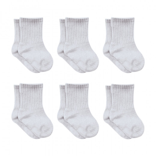 Bistyle 6-Pairs Combed Flat Quarter Socks (0-6 m) Grey