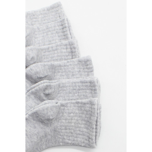 Bistyle 6-Pairs Combed Flat Quarter Socks (24-36 m) Grey