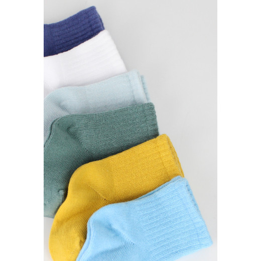 Bistyle Colors 6-Pairs Combed Flat Quarter Socks (0-6 m) Colored