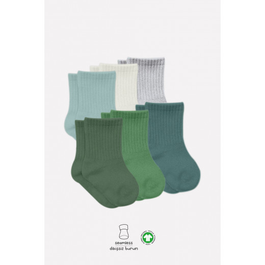 Bistyle Colors 6-Pairs Combed Flat Quarter Socks (24-36 m) Colored