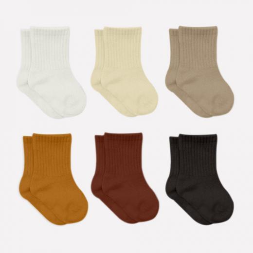 Bistyle Colors 6-Pairs Combed Flat Quarter Socks (0-6 m) Colored