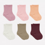 Bistyle Colors 6-Pairs Combed Flat Quarter Socks (12-24 m) Colored