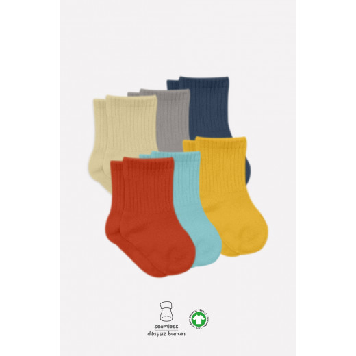 Bistyle Colors 6-Pairs Combed Flat Quarter Socks (0-6 m) Colored