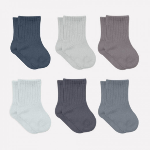 Bistyle Colors 6-Pairs Combed Flat Quarter Socks (6-12 m) Colored